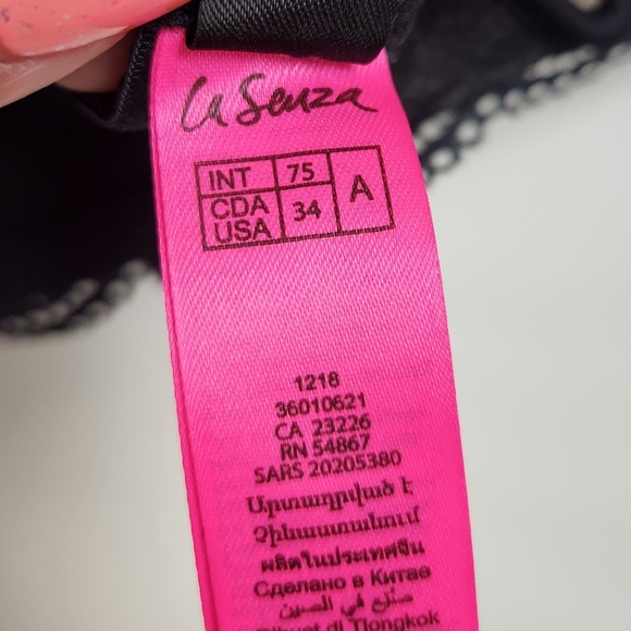 La Senza Obsession Black Red Lace Bra Plunge Underwire Padded Push-Up 34A sexy - Picture 7 of 7